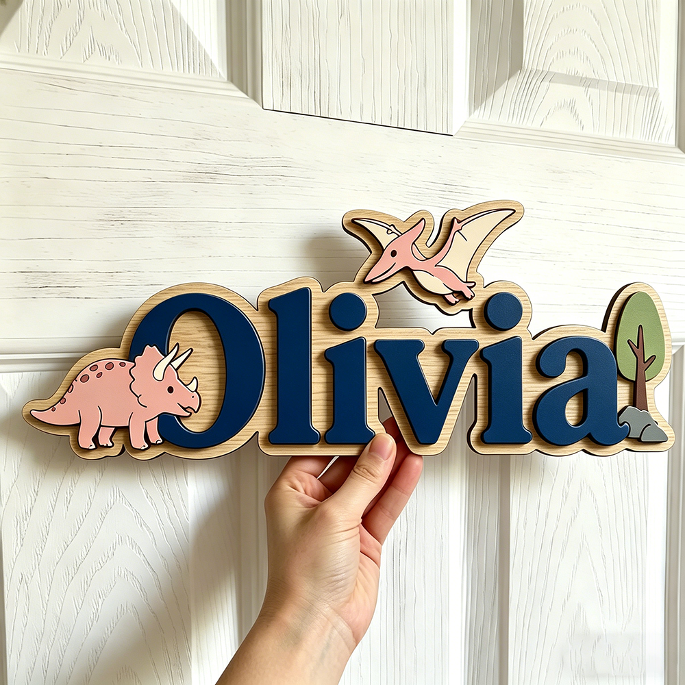 Woodworking For Beginners - Personalized Dinosaur Name Sign for The