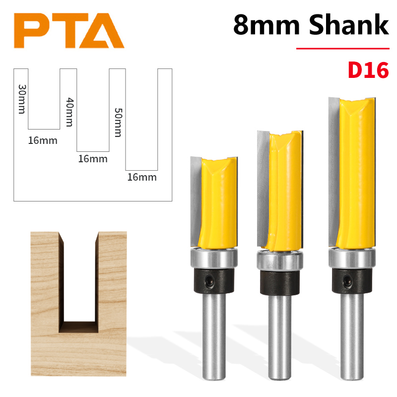 Woodworking Router Templates - PTA 8MM Shank D16 Pattern Bit