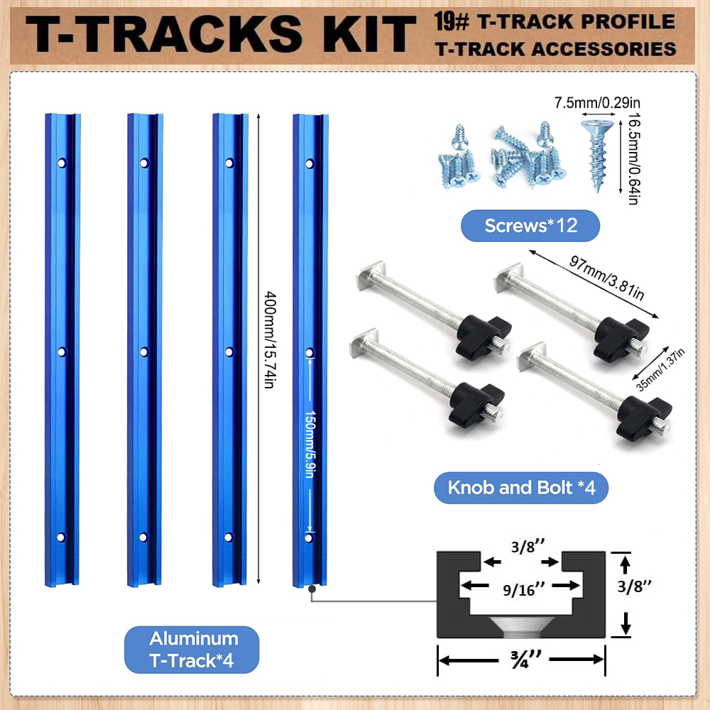 Woodworking Shop - Woodworking 19# T-track Kit and Accessories