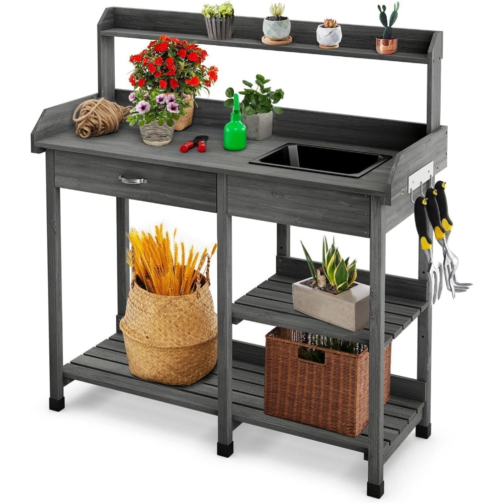 Woodworking Workbench - Potting Bench Table Patio Outdoor Garden