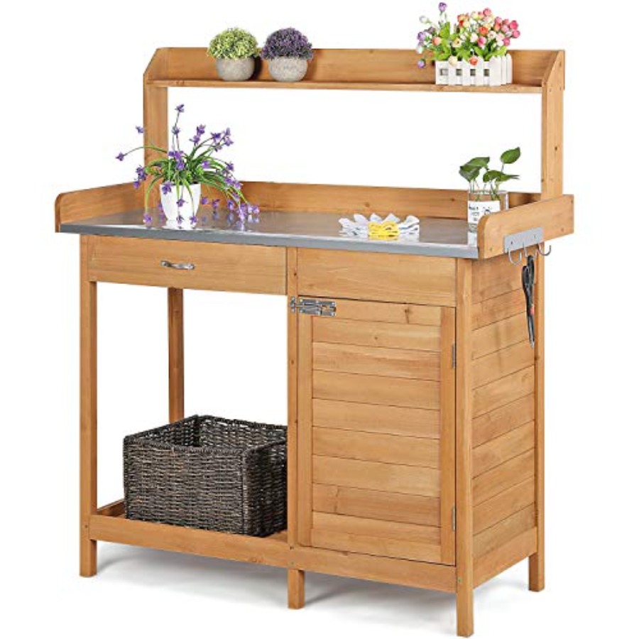 Woodworking Workbench - Outdoor potting bench table work station