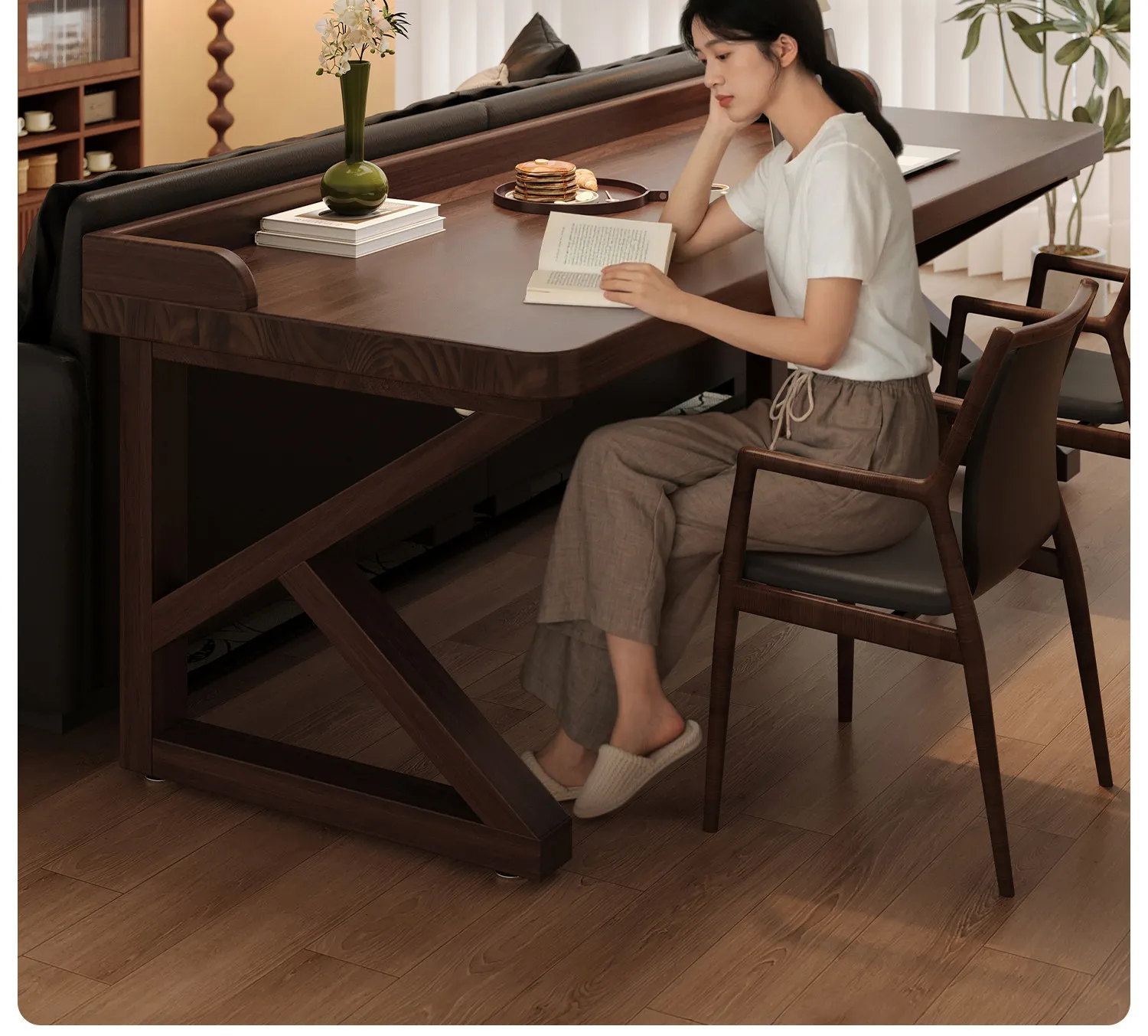 Woodworking Plan - Solid Wood Desk,NZ Pine K-Leg Walnut,Study