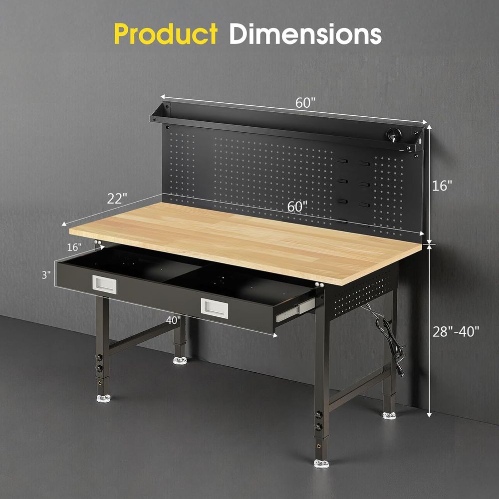 60 Adjustable Workbench with D - Woodworking Workbench บทวิจารณ์และราคา