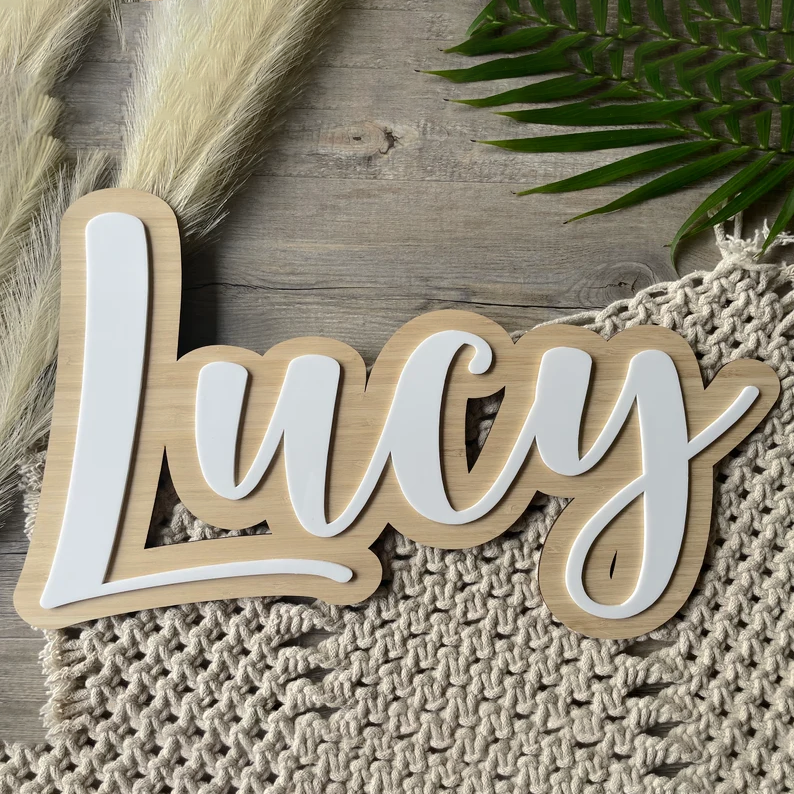 1pc Layered Name Sign, Cream C - Woodworking For Beginners บทวิจารณ์และราคา