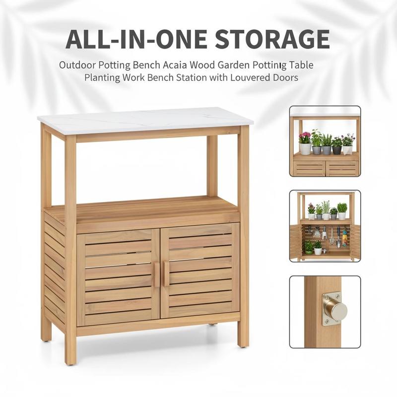 Outdoor Potting Bench Acacia W - Woodworking Workbench บทวิจารณ์และราคา