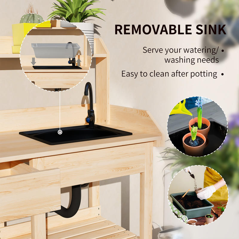Outsunny Potting Bench Table,  - Woodworking Workbench บทวิจารณ์และราคา