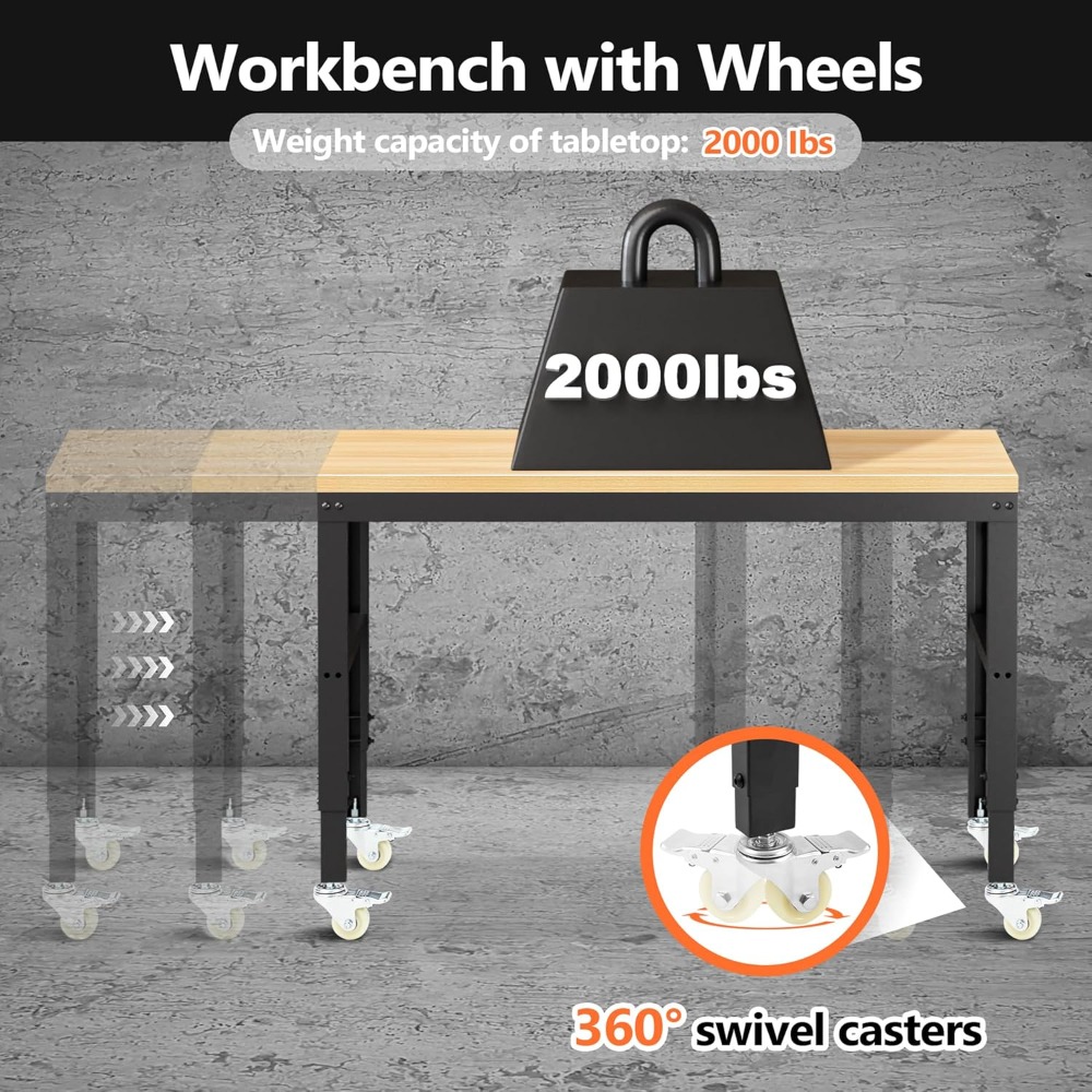 Adjustable Workbench, Heavy Du - Woodworking Workbench บทวิจารณ์และราคา