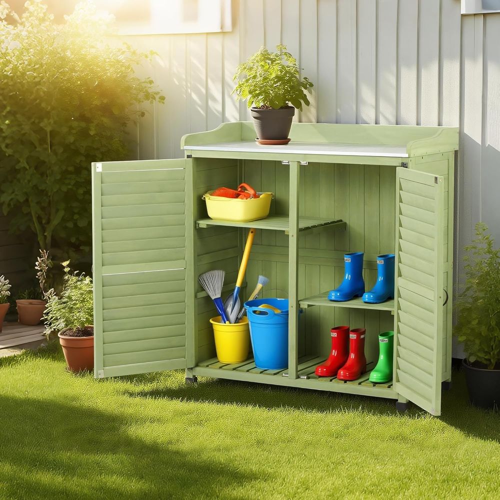 Outdoor Potting Bench with Met - Woodworking Workbench บทวิจารณ์และราคา