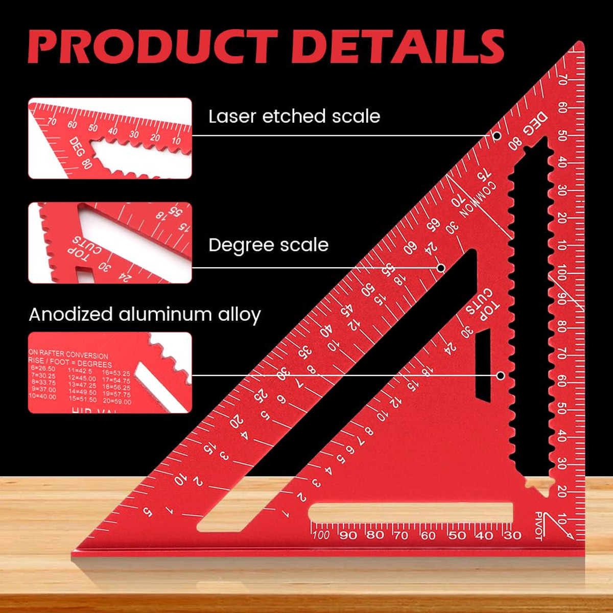 Aluminum Alloy Speed Square Hi - Woodworking Studio บทวิจารณ์และราคา