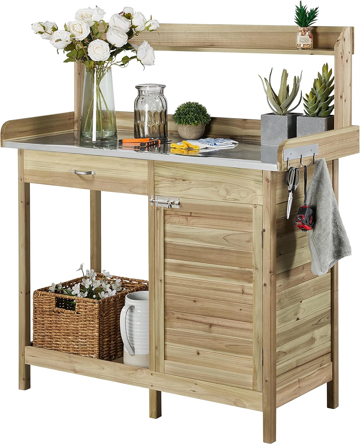 Outdoor Potting Bench Table, G - Woodworking Workbench บทวิจารณ์และราคา