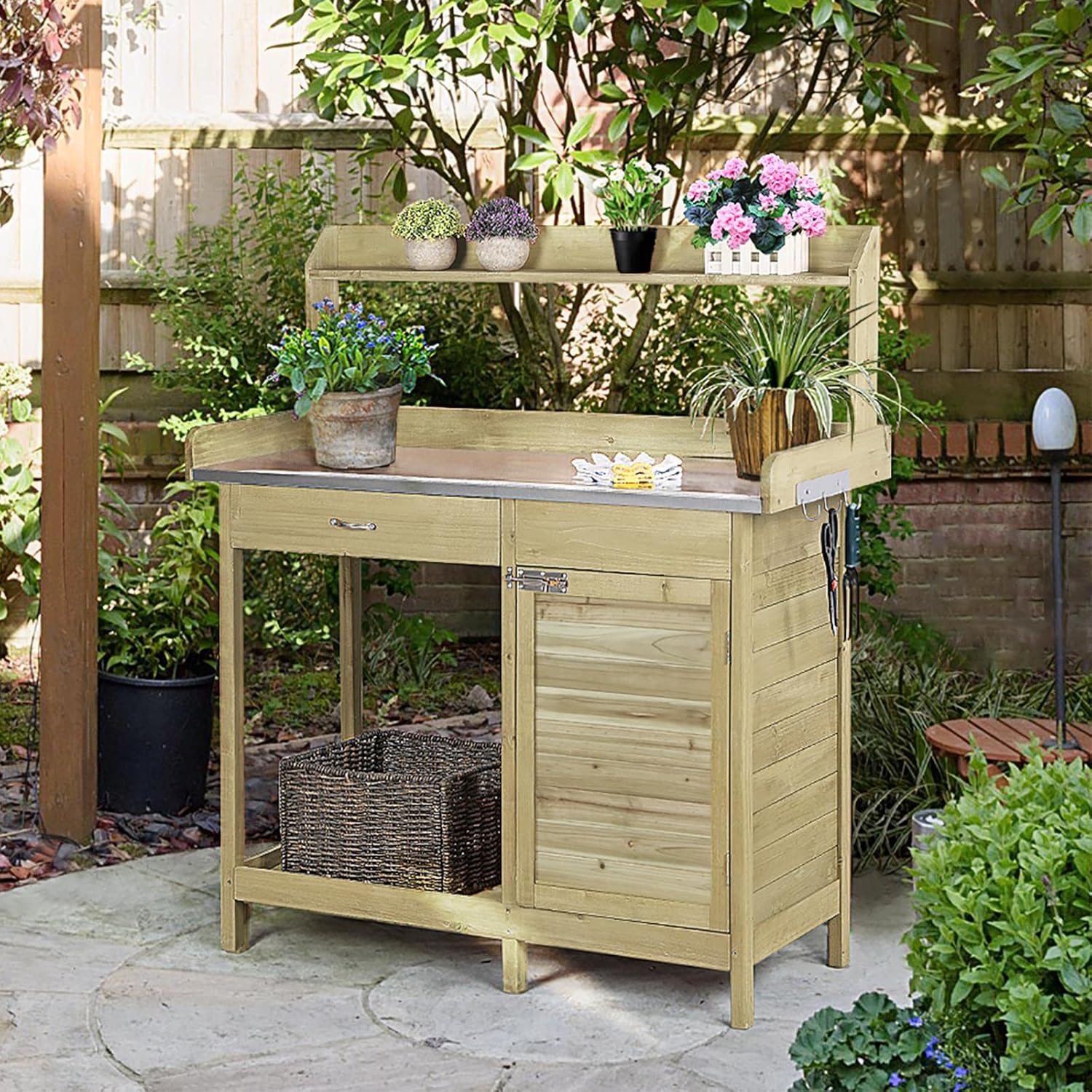 Outdoor Potting Bench Table, G - Woodworking Workbench บทวิจารณ์และราคา