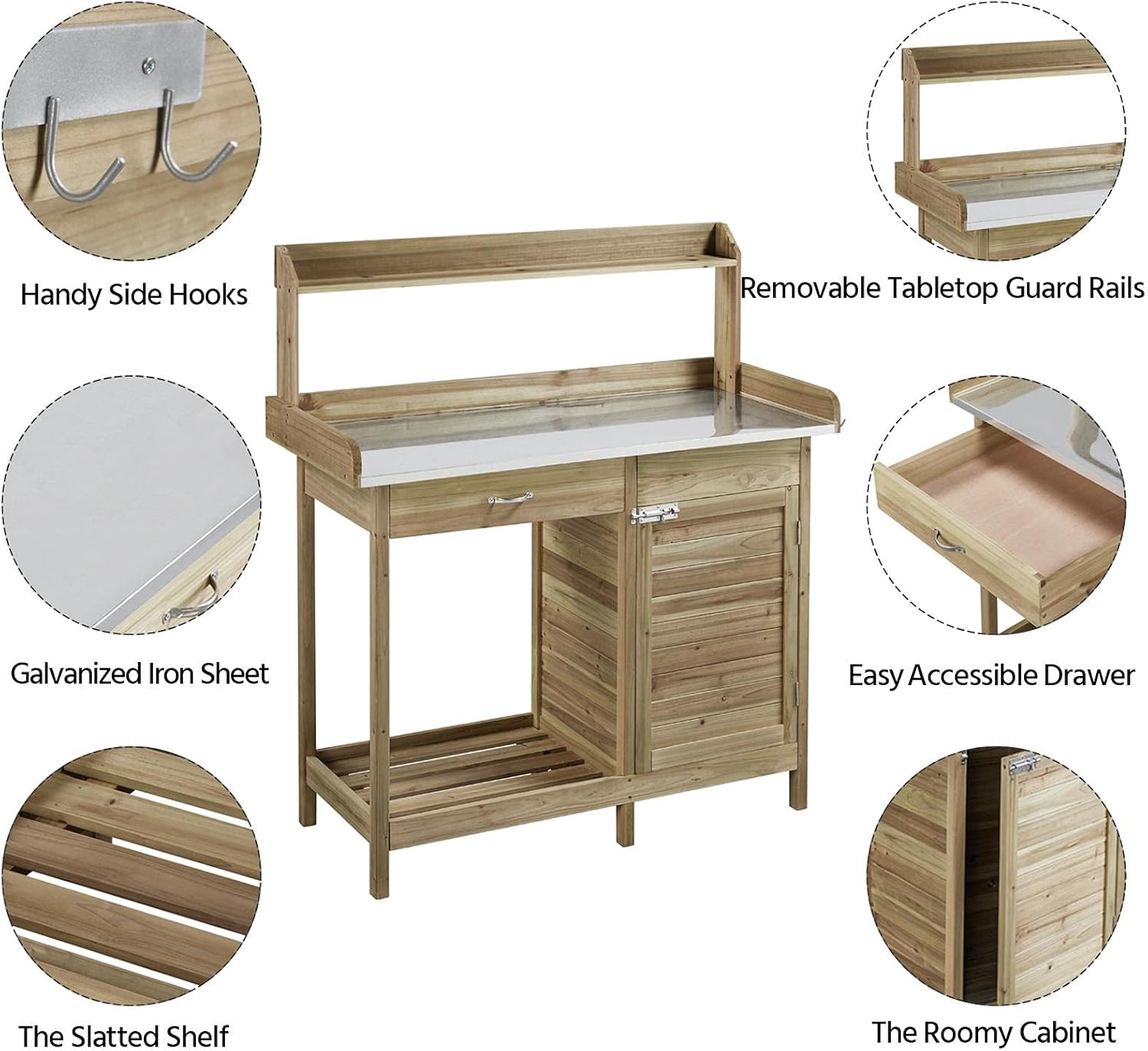 Outdoor Potting Bench Table, G - Woodworking Workbench บทวิจารณ์และราคา