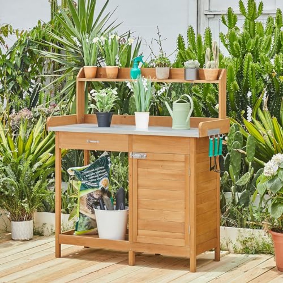 Outdoor potting bench table wo - Woodworking Workbench บทวิจารณ์และราคา
