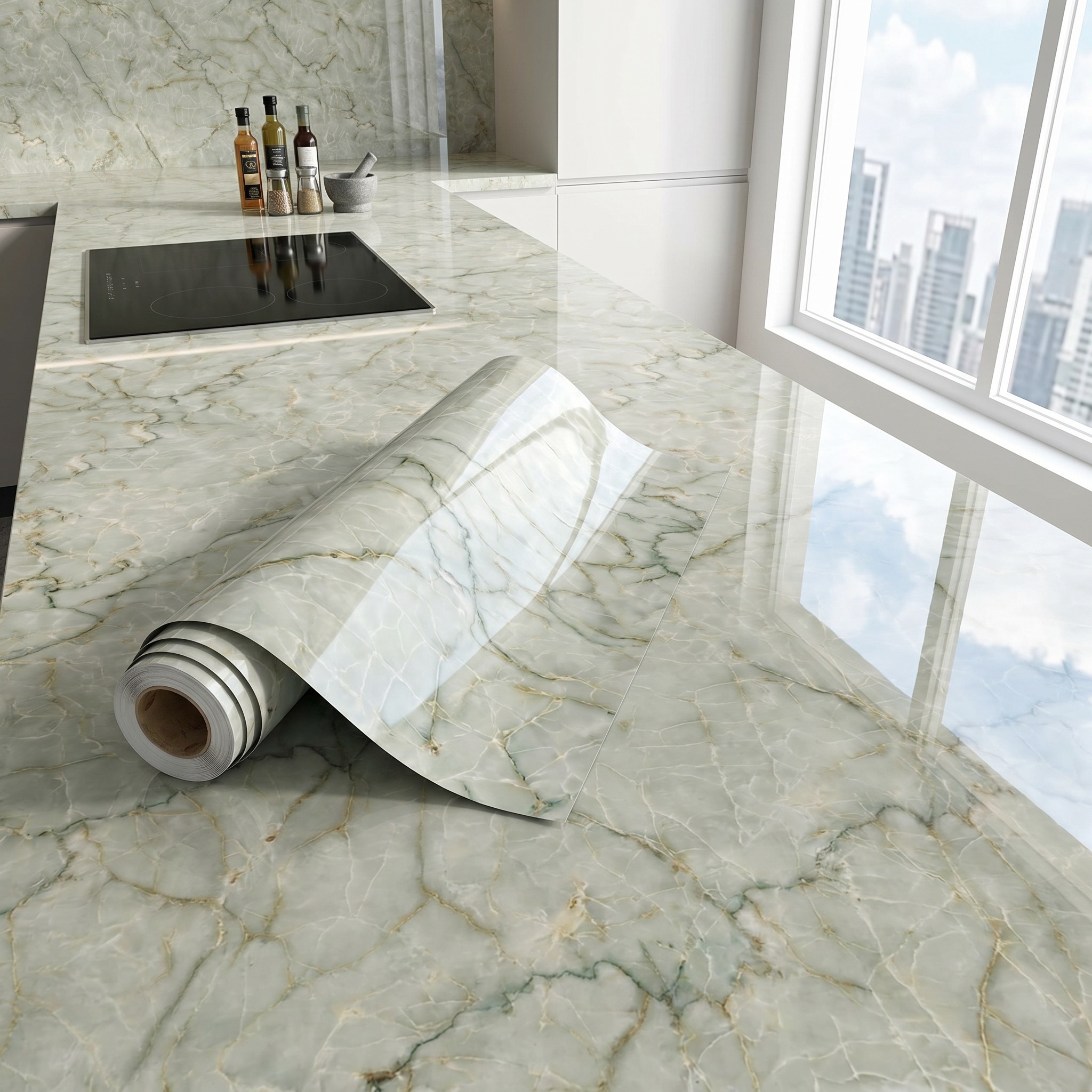 Marble Self Adhesive Wallpaper - Woodworking Oil Finish บทวิจารณ์และราคา