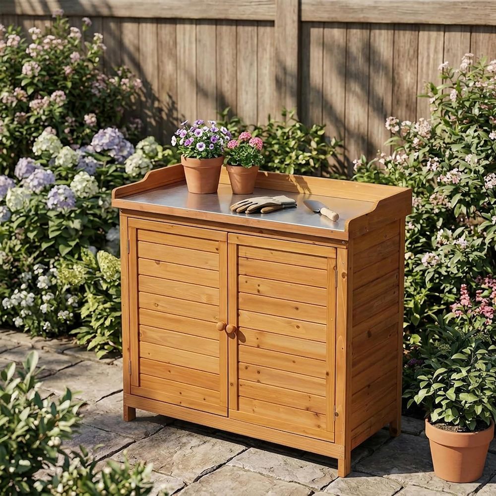 Outdoor Patio Wood Storage Cab - Woodworking Workbench บทวิจารณ์และราคา