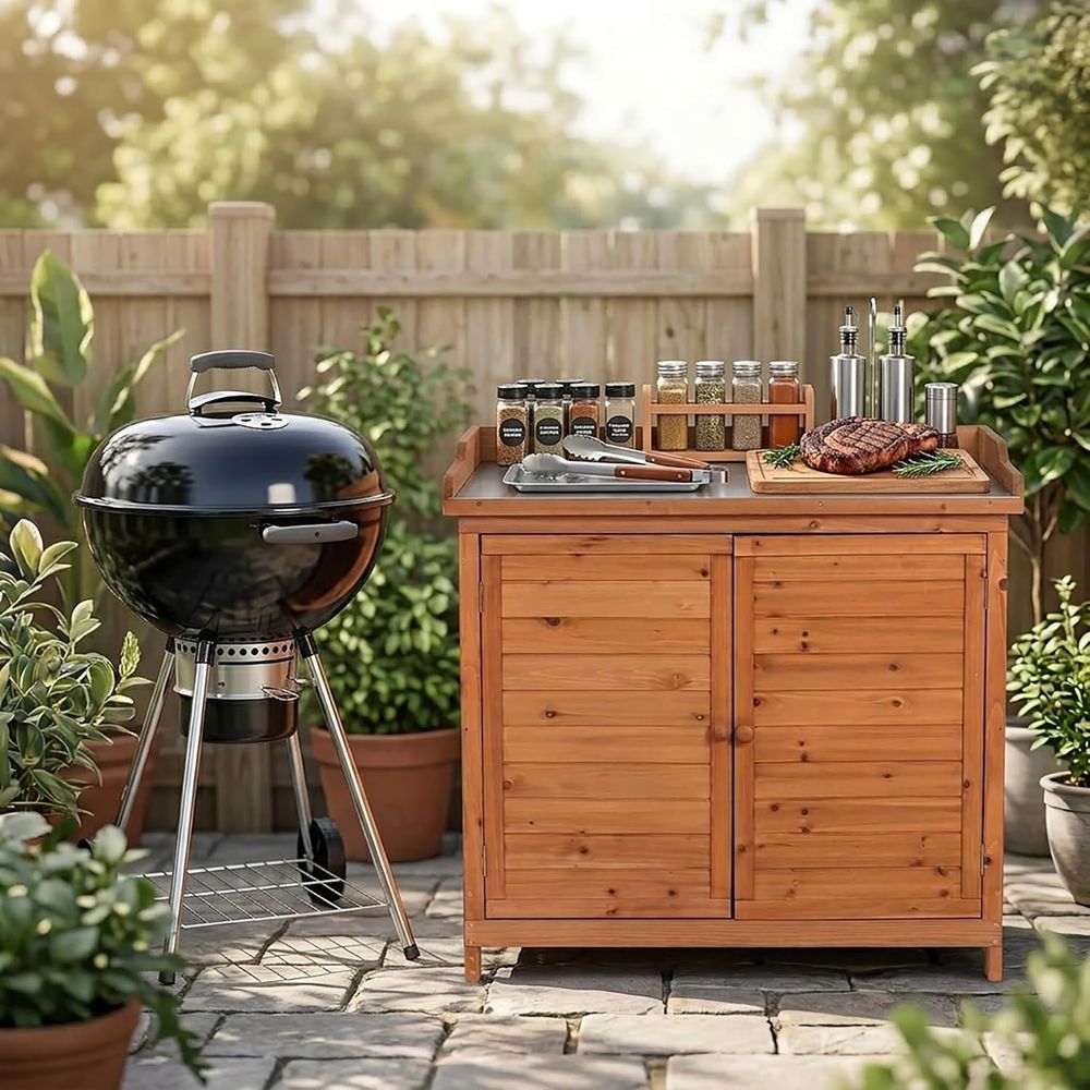Outdoor Patio Wood Storage Cab - Woodworking Workbench บทวิจารณ์และราคา