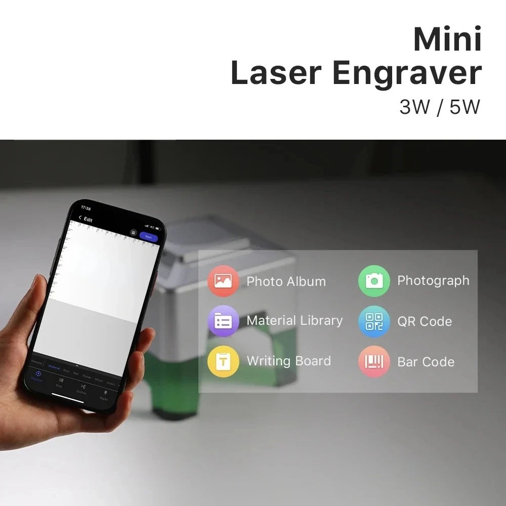 5000mW Mini CNC Laser Engraver - Woodworking Logo บทวิจารณ์และราคา