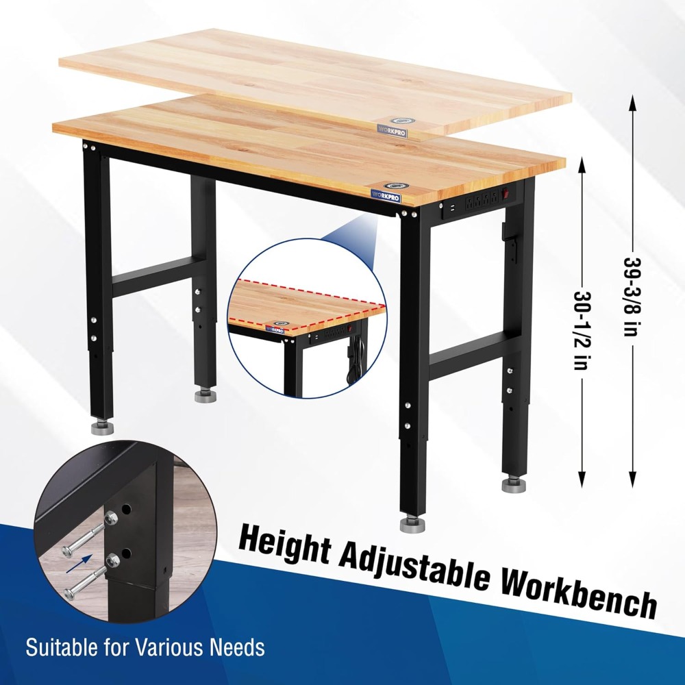 Garage Workbench, 48X22 Adjust - Woodworking Workbench บทวิจารณ์และราคา