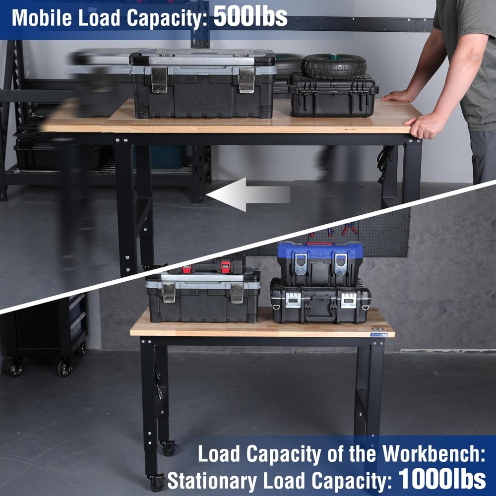 Garage Workbench, 48X22 Adjust - Woodworking Workbench บทวิจารณ์และราคา