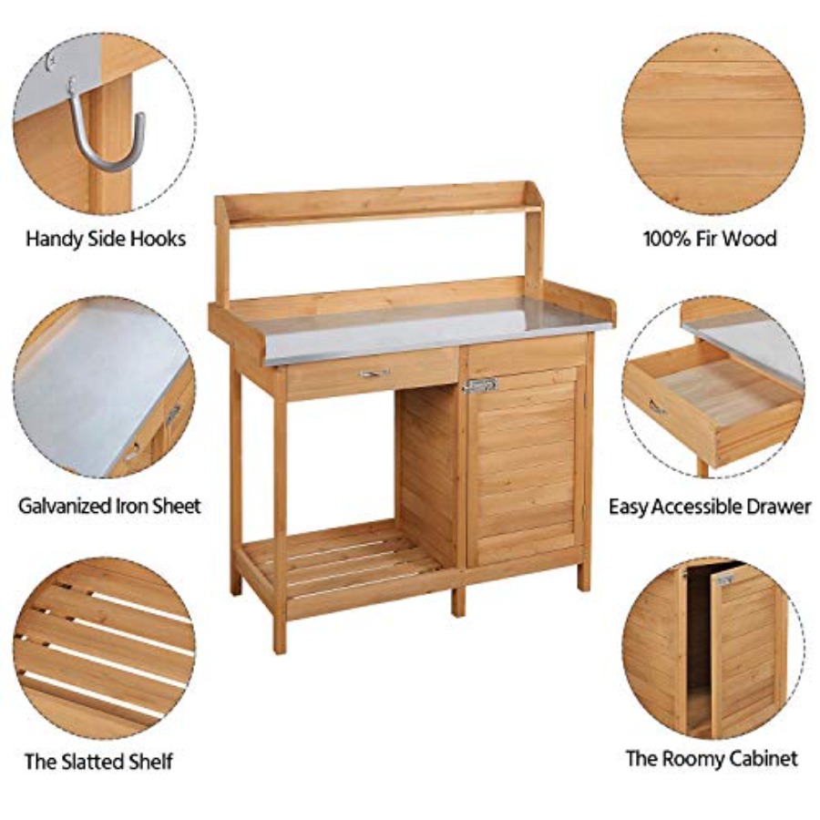 Outdoor potting bench table wo - Woodworking Workbench บทวิจารณ์และราคา