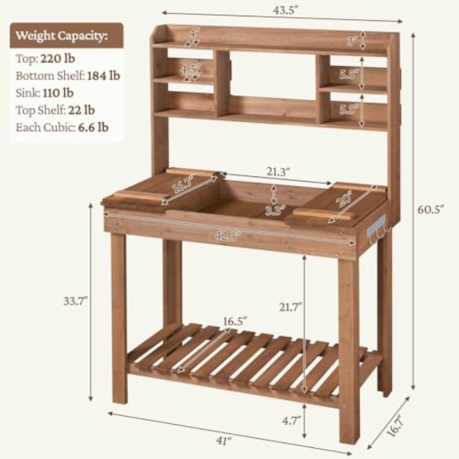 Potting Bench Table for Hortic - Woodworking Workbench บทวิจารณ์และราคา