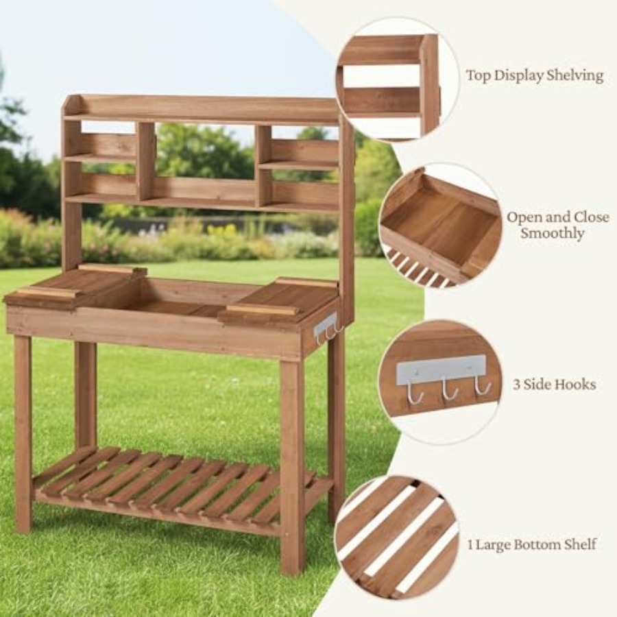 Potting Bench Table for Hortic - Woodworking Workbench บทวิจารณ์และราคา