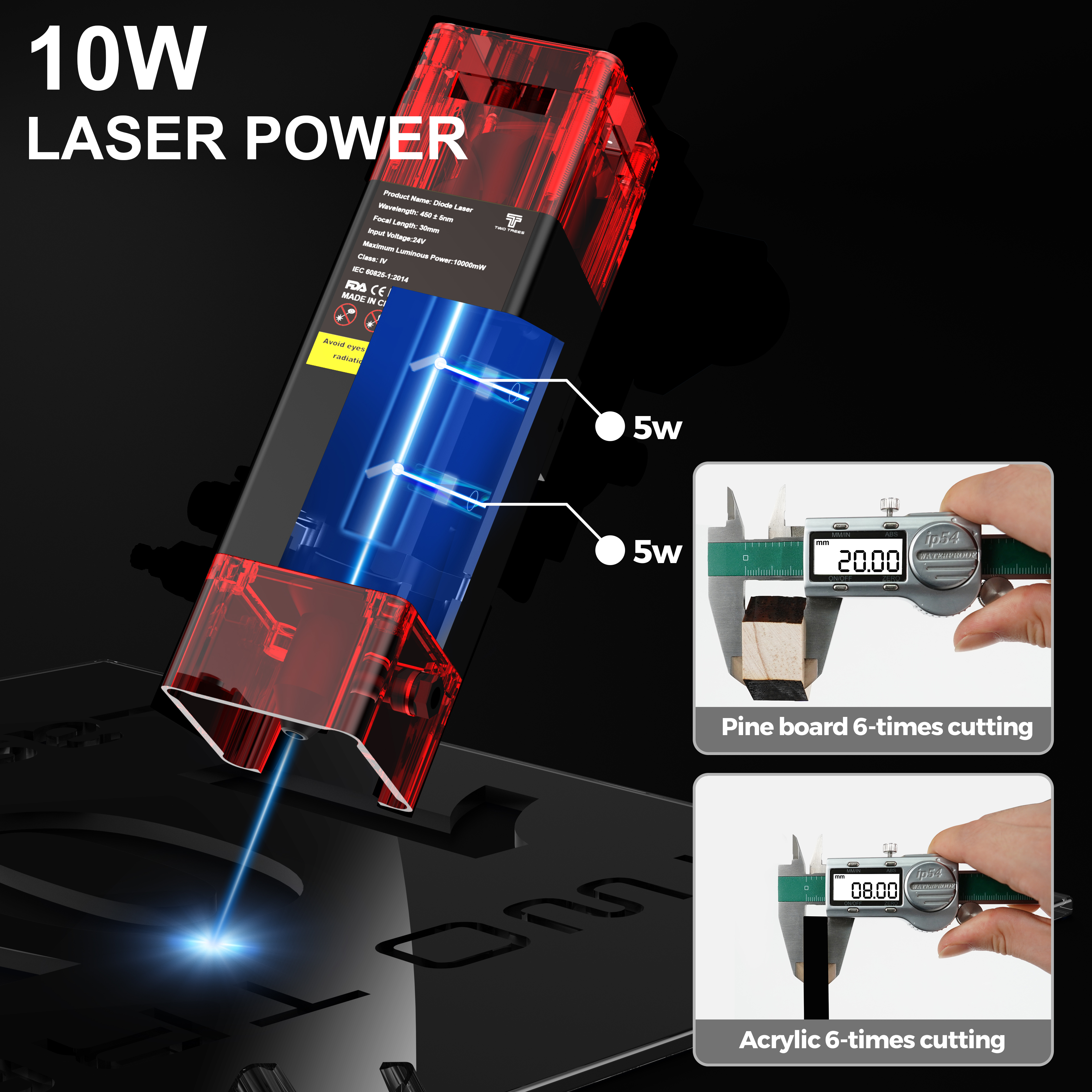 TWOTREES TTS-10 Pro Laser Engr - Woodworking Logo บทวิจารณ์และราคา