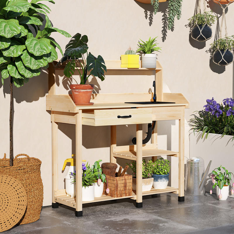 Potting Bench Table, Outdoor G - Woodworking Workbench บทวิจารณ์และราคา