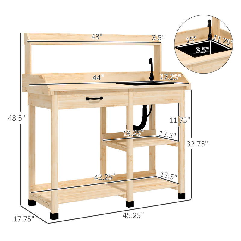 Potting Bench Table, Outdoor G - Woodworking Workbench บทวิจารณ์และราคา
