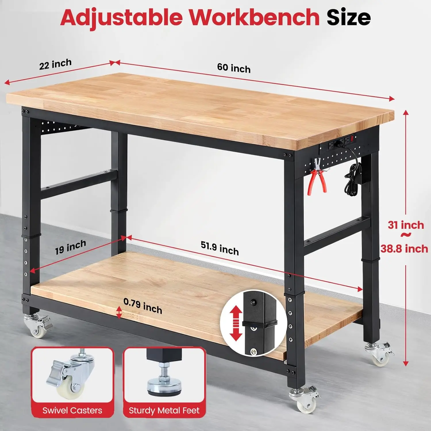 ENJOYWOOD Work Table for Garag - Woodworking Shop บทวิจารณ์และราคา