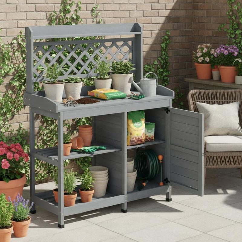 Potting Bench Table, Outdoor G - Woodworking Workbench บทวิจารณ์และราคา