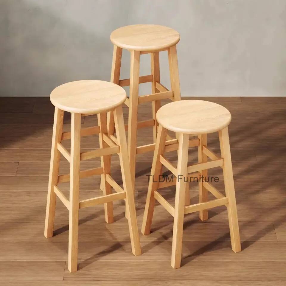 Simple Bar Stool Solid Wood St - Woodworking Desk Chair บทวิจารณ์และราคา