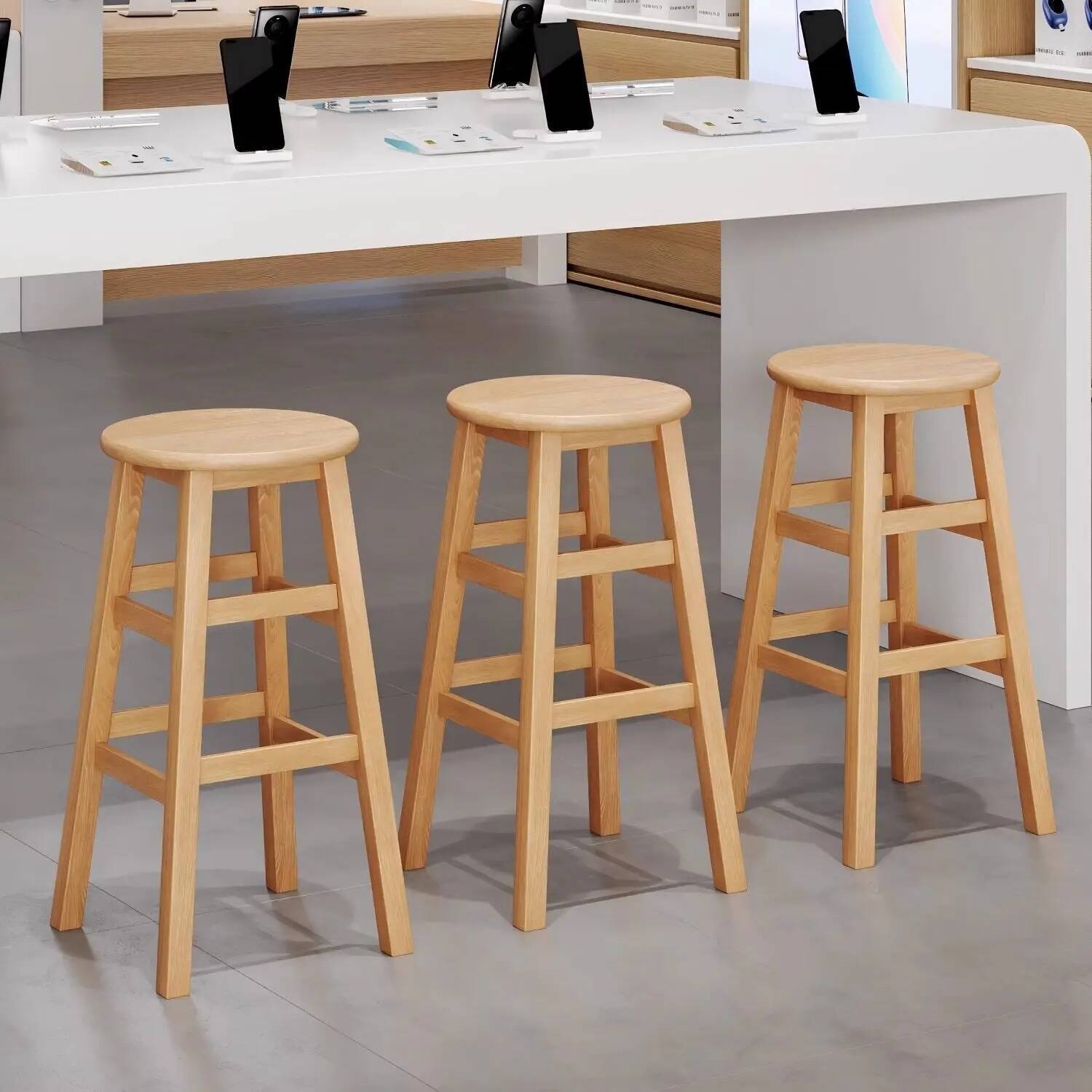Simple Bar Stool Solid Wood St - Woodworking Desk Chair บทวิจารณ์และราคา