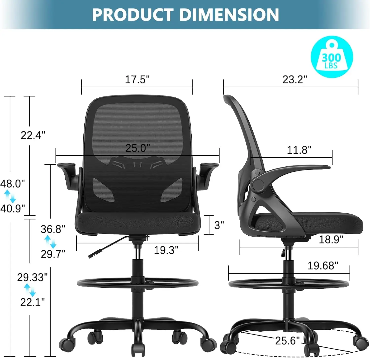 Tall Drafting Chair with Footr - Woodworking Desk Chair บทวิจารณ์และราคา