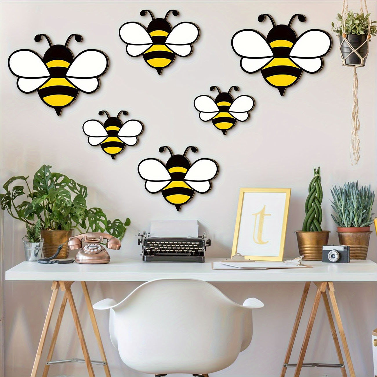 6Pcs Cute Bee Wooden Wall Stic - Woodworking For Beginners บทวิจารณ์และราคา