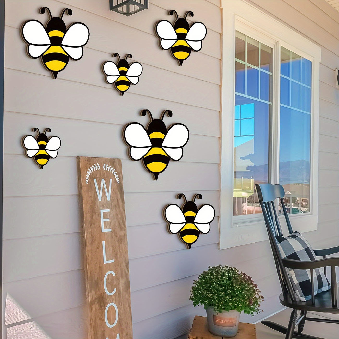 6Pcs Cute Bee Wooden Wall Stic - Woodworking For Beginners บทวิจารณ์และราคา