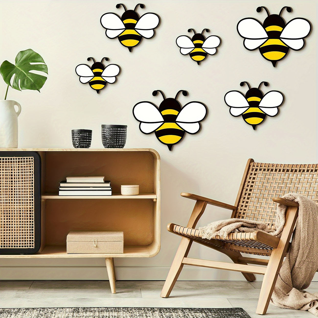 6Pcs Cute Bee Wooden Wall Stic - Woodworking For Beginners บทวิจารณ์และราคา