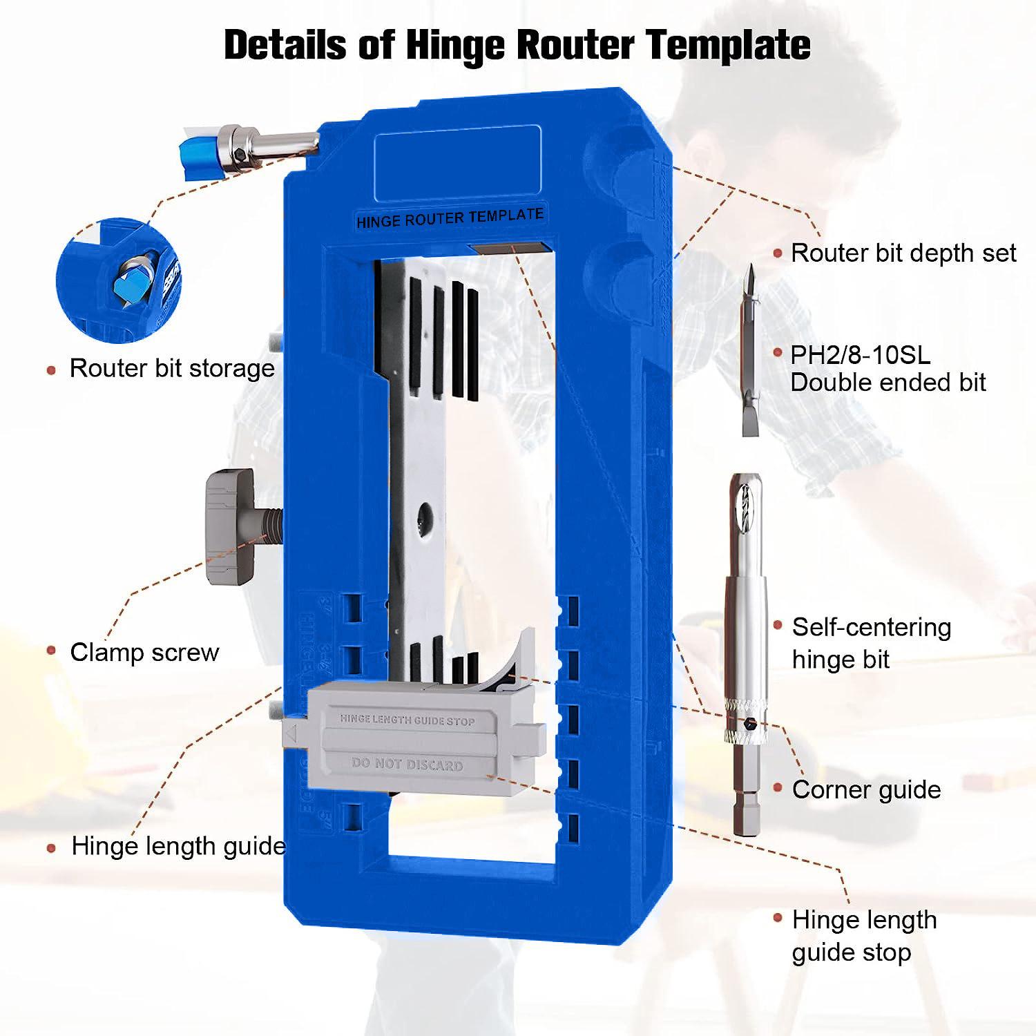 Door Hinge Jig Router Template - Woodworking Router Templates บทวิจารณ์และราคา